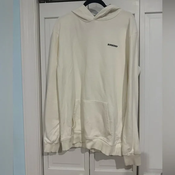 Burberry “TB Design” Relaxed Fit Cream French Terry Hoodie - Monogram Hood - Picture 11 of 14